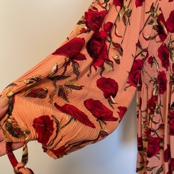 Umgee Boho Floral Dress Peach Gauze Swing Dress Size Medium - Picture 8 of 8
